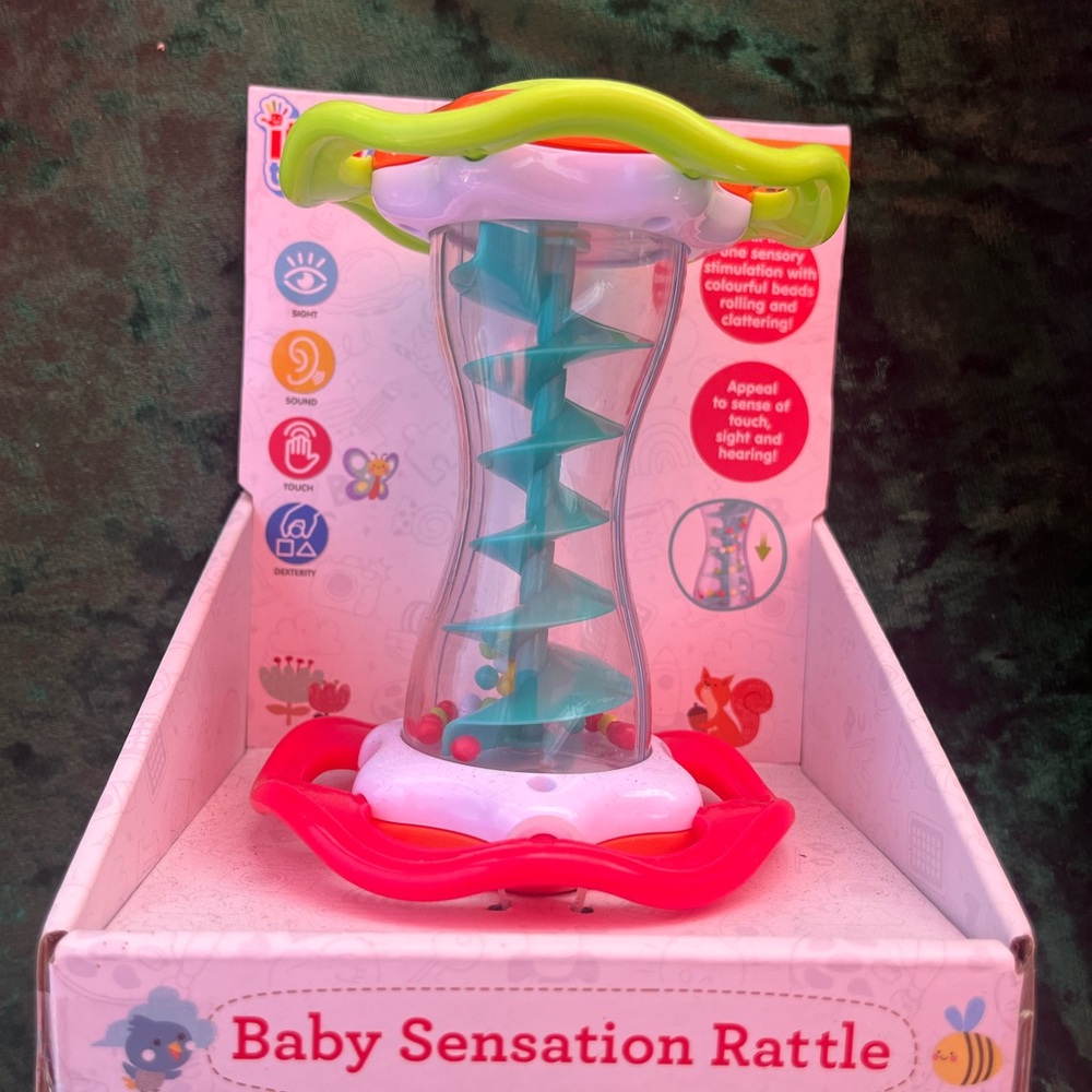 Baby Sensation Rattle - Green and Pink